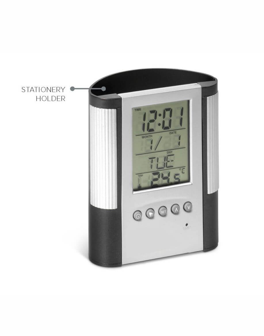 digital-clock-and-pen-holder