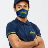 Man wearing branded Tshirt and cap with Nose Mask