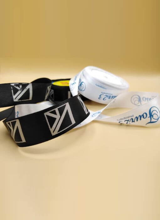Branded satin ribbon with logo print