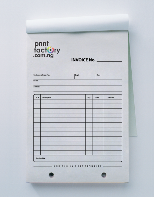 Invoice Receipt Booklet